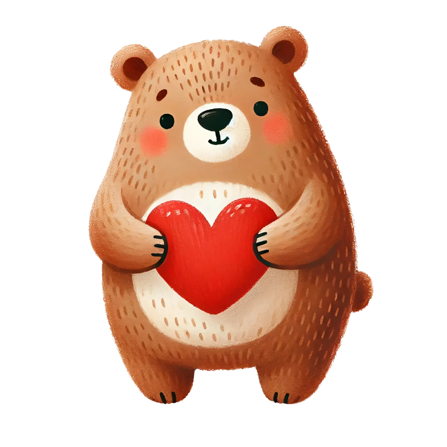 Bear Holding A Big Red Heart Design | DTF Center