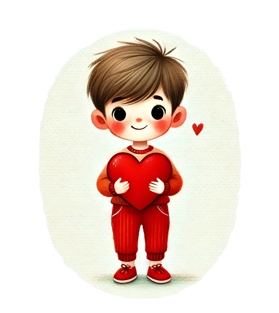 Boy Holding A Big Heart Design | DTF Center