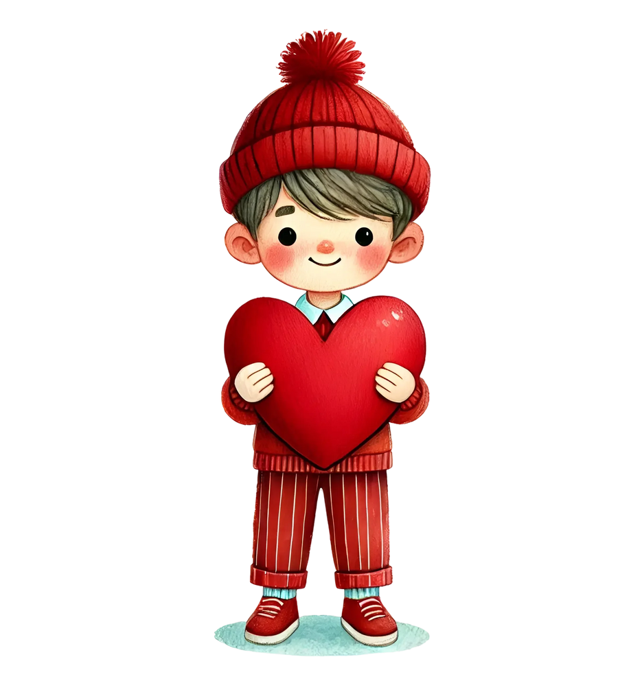 Valentine's Day Boy Holding A Big Heart Design | DTF Center