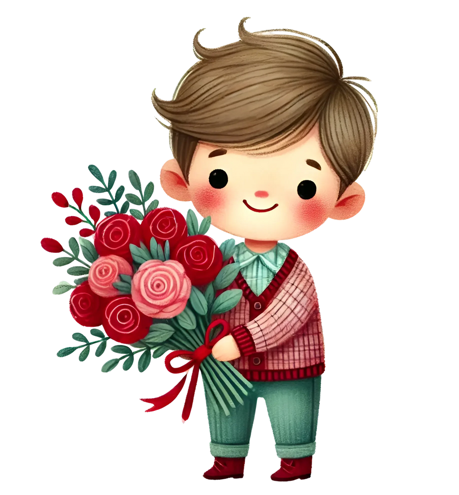 Boy Holding A Bouquet Flower Design | DTF Center