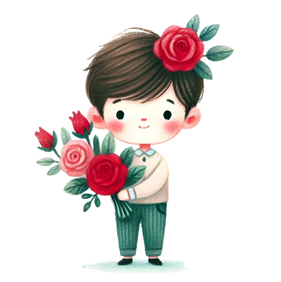 Couple Boy Holding A Bouquet Flower Design | DTF Center