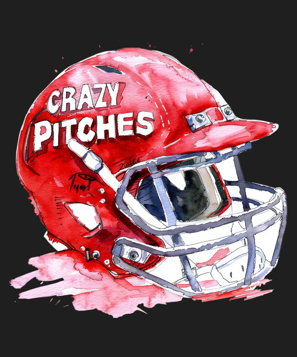 Crazy Pitches Helmet DTF Transfer Ready to Press