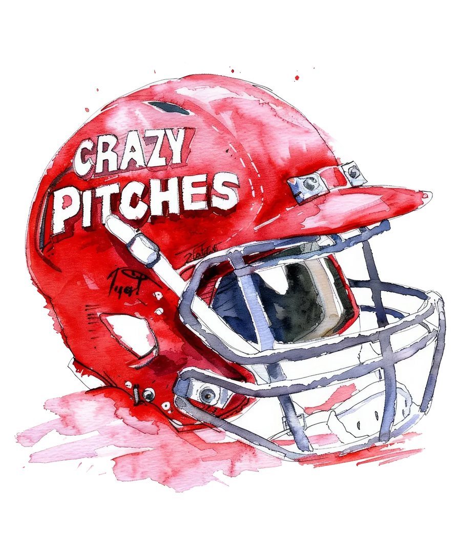 Crazy Pitches Helmet DTF Transfer Ready to Press