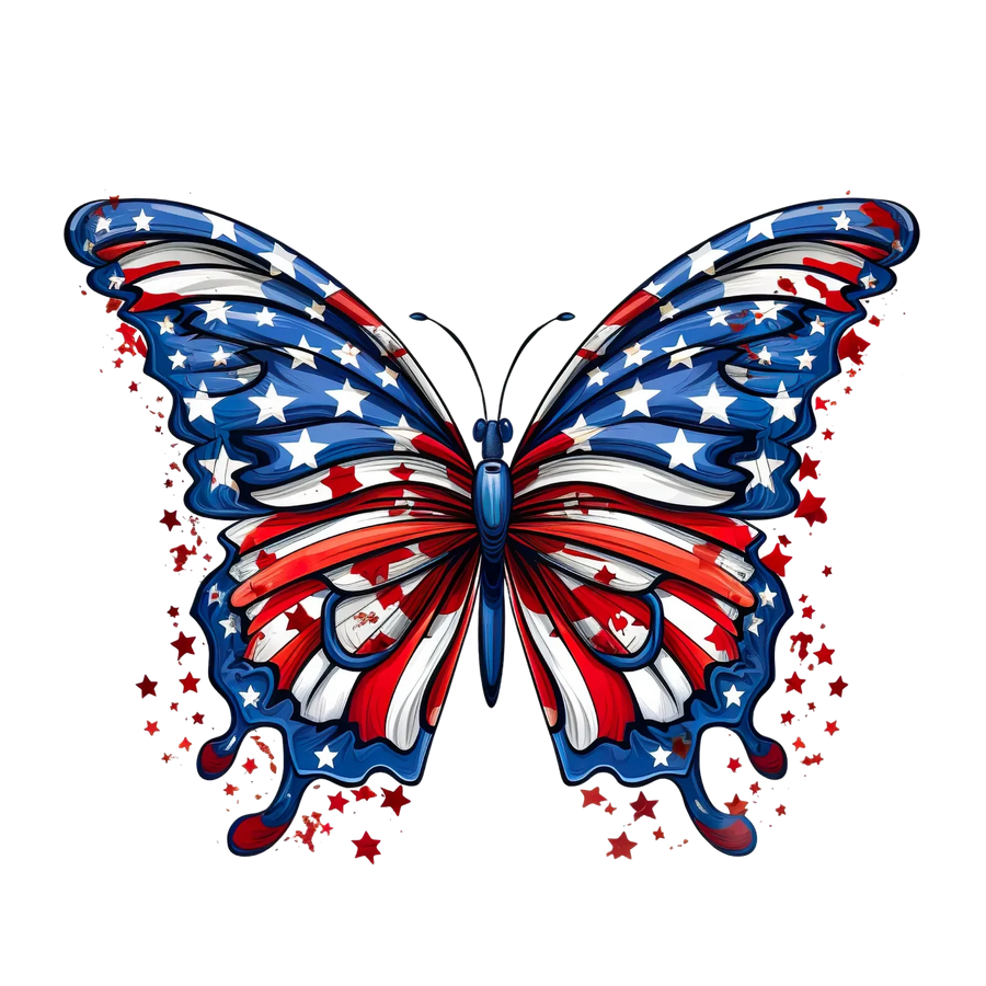 Patriotic Butterfly DTF Transfer Ready to Press