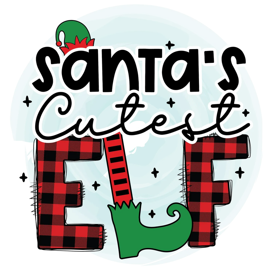 Santa's Cutest Elf DTF Transfer Ready to Press