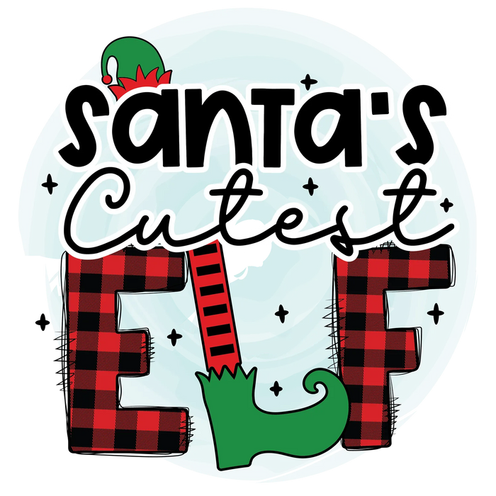 Santa's Cutest Elf DTF Transfer Ready to Press
