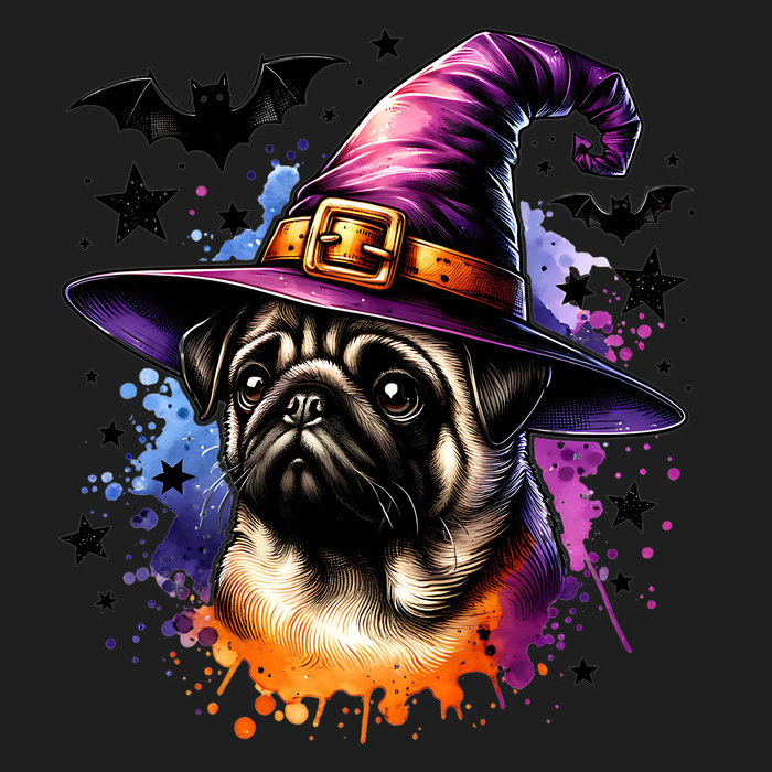 Halloween Pug Wizard DTF Transfer Ready to Press