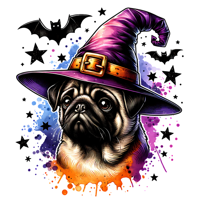 Halloween Pug Wizard DTF Transfer Ready to Press