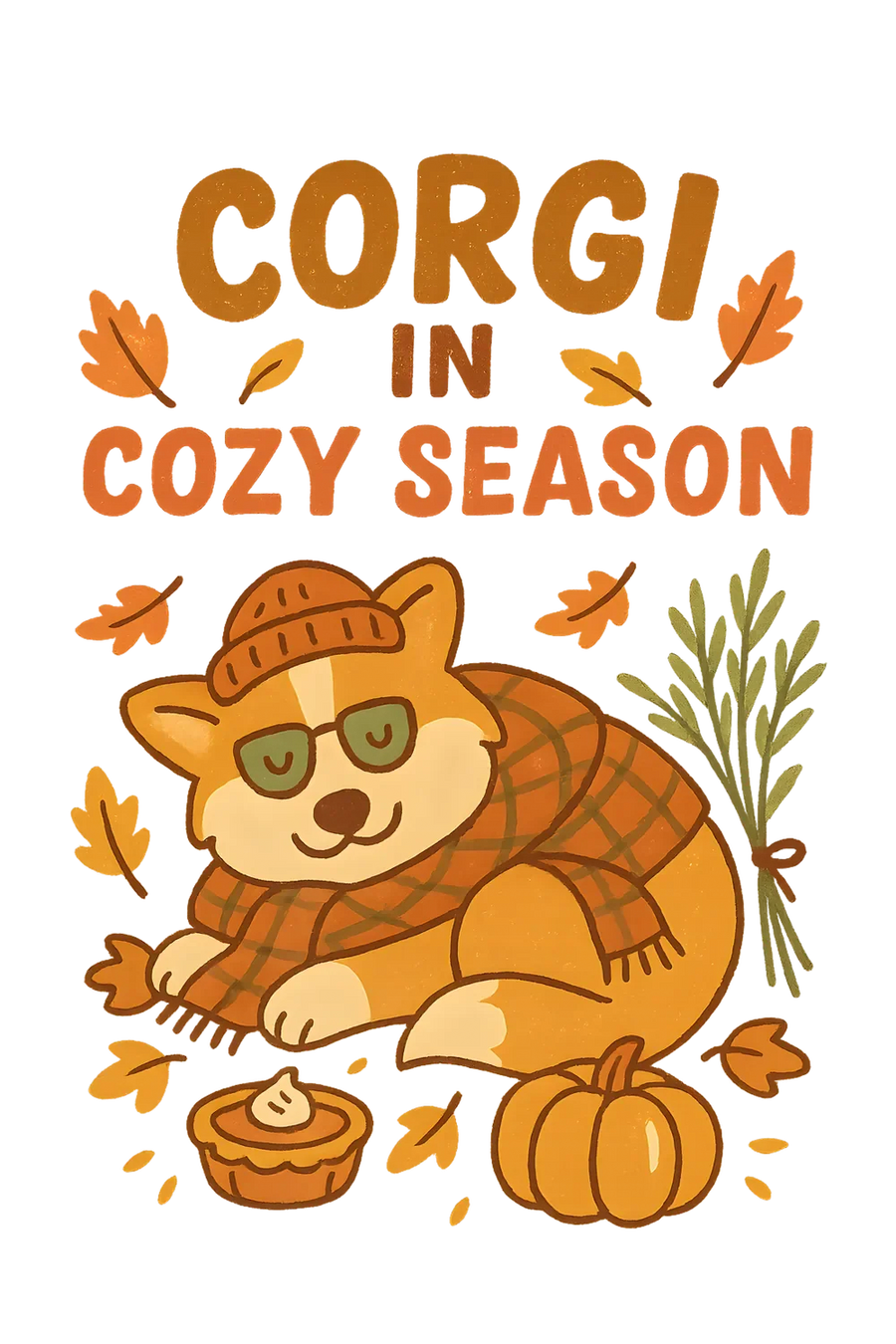 Corgi Cozy Season DTF Transfer Ready to Press