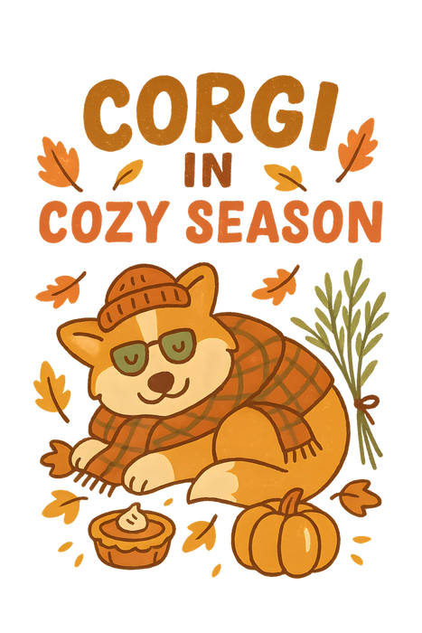 Corgi Cozy Season DTF Transfer Ready to Press