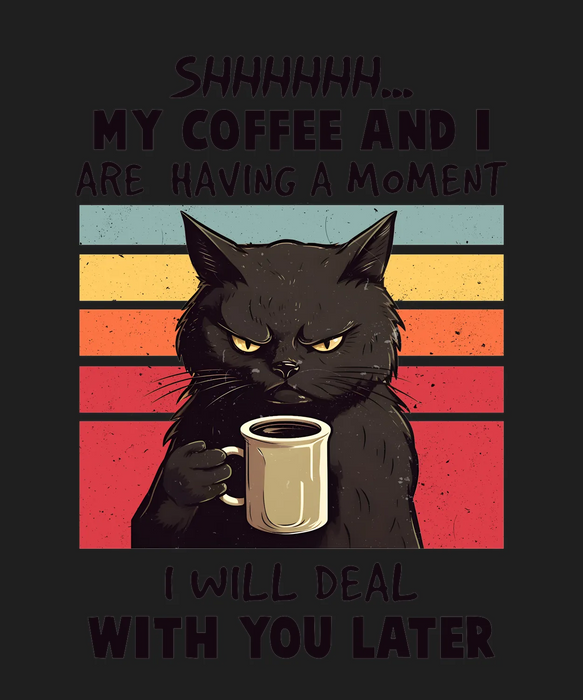 Cat Coffee Moment DTF Transfer Ready to Press