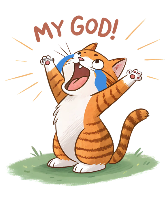 Cute Cat DTF Transfer Ready to Press - My God!