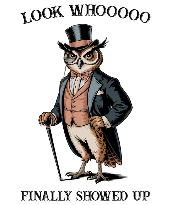 Gentleman Owl DTF Transfer Ready to Press