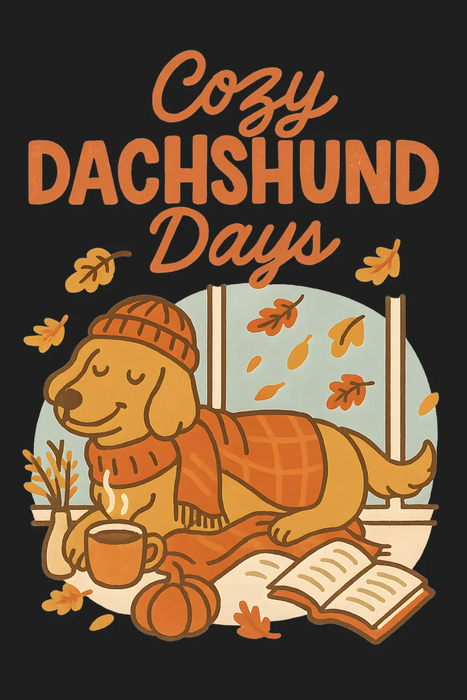 Cozy Dachshund Days DTF Transfer Ready to Press