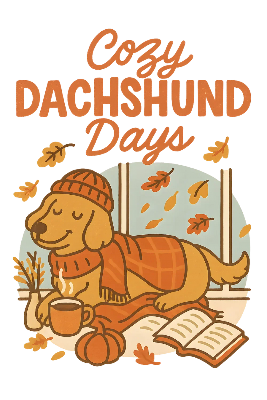 Cozy Dachshund Days DTF Transfer Ready to Press
