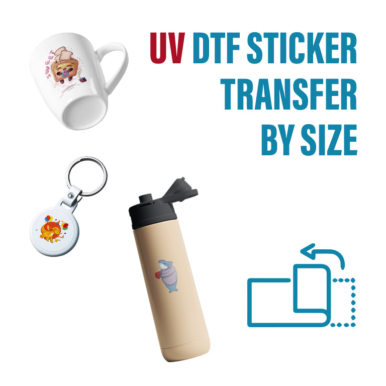 UV DTF Sticker Transfers by Size