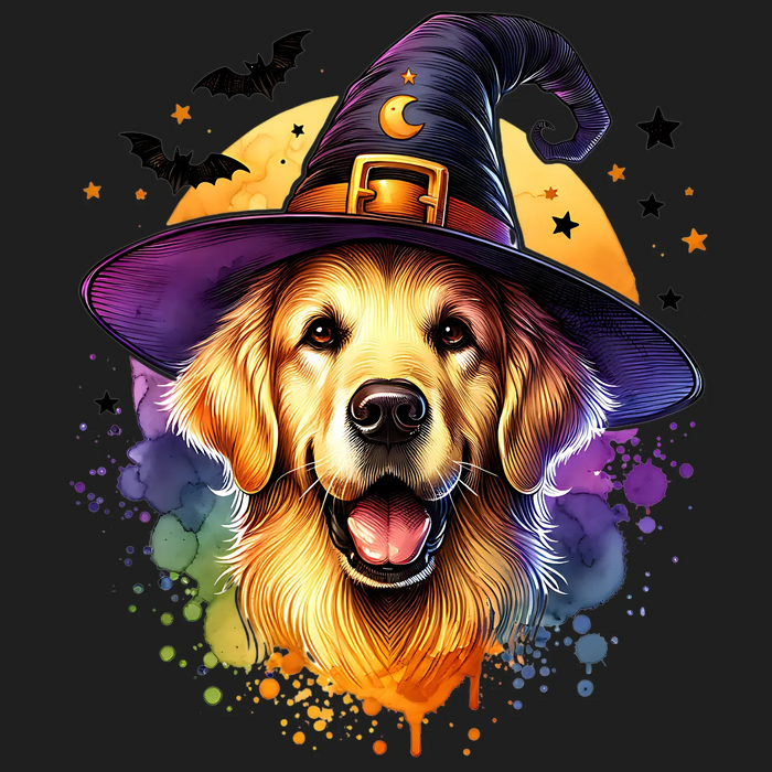 Halloween Golden Retriever DTF Transfer fertig zum Pressen