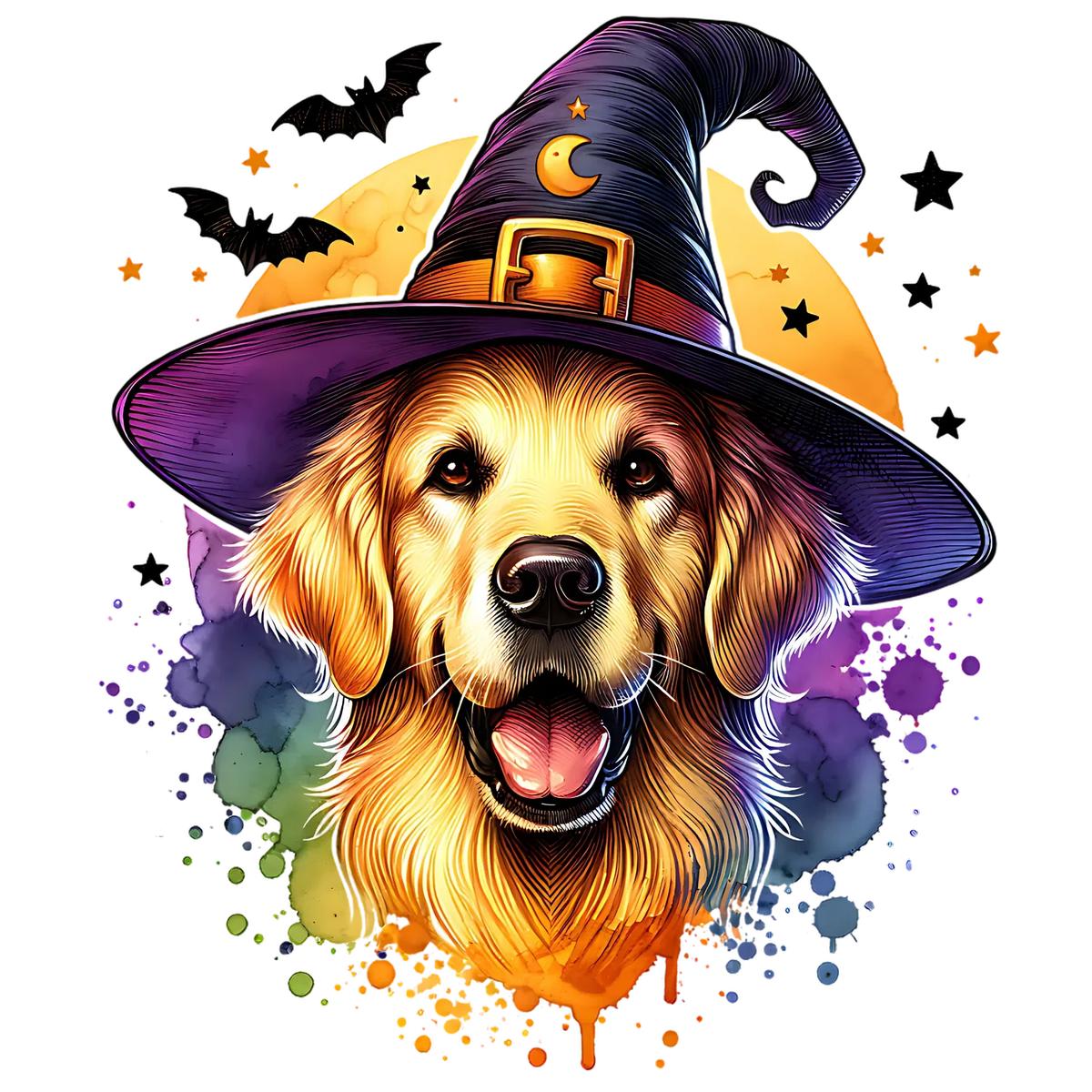 Halloween Golden Retriever DTF Transfer Ready to Press