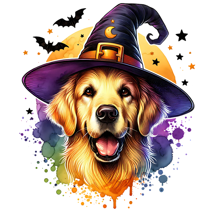 Halloween Golden Retriever DTF Transfer fertig zum Pressen
