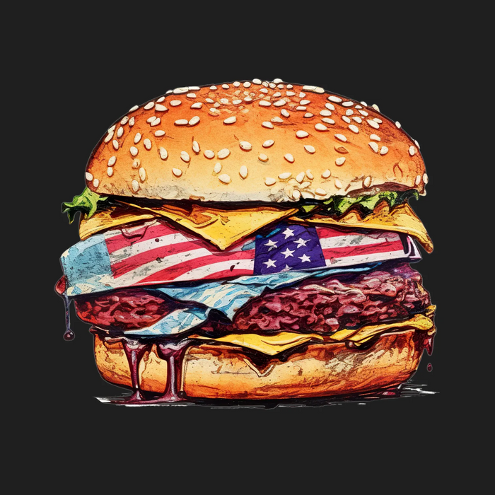Patriotic Burger DTF Transfer Ready to Press