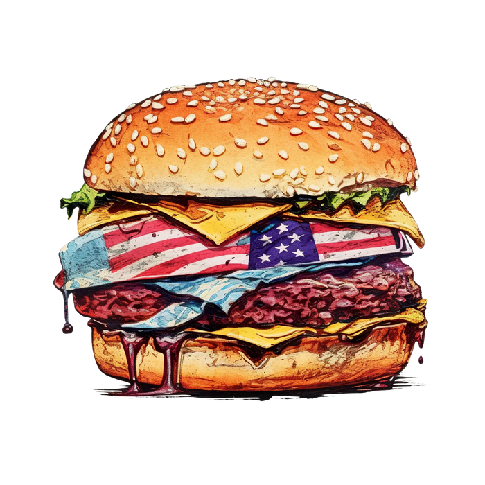 Patriotic Burger DTF Transfer Ready to Press