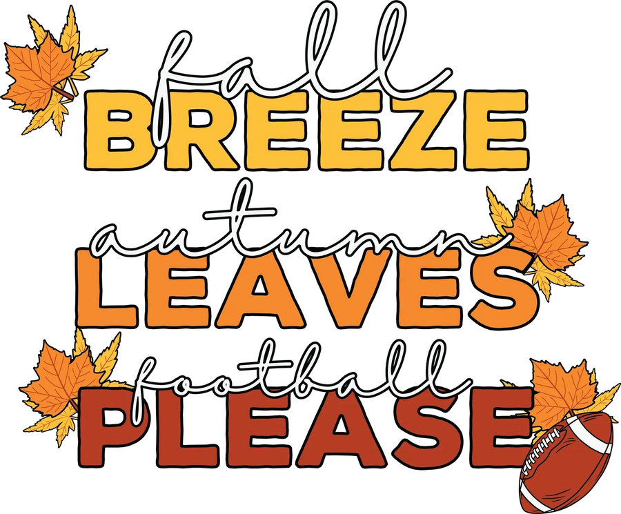 Fall Breeze Autumn Leaves DTF Transfer Ready to Press