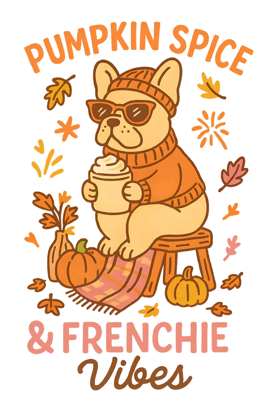 Pumpkin Spice & Frenchie Vibes DTF Transfer