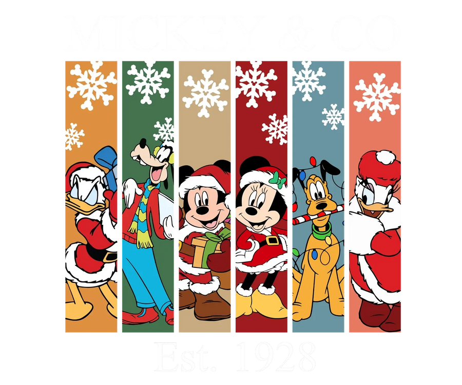Weihnachts-Micky & Co. DTF-Transfer, fertig zum Pressen