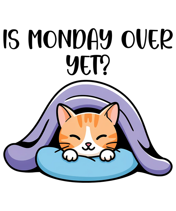 Monday Blues Cat DTF Transfer Ready to Press