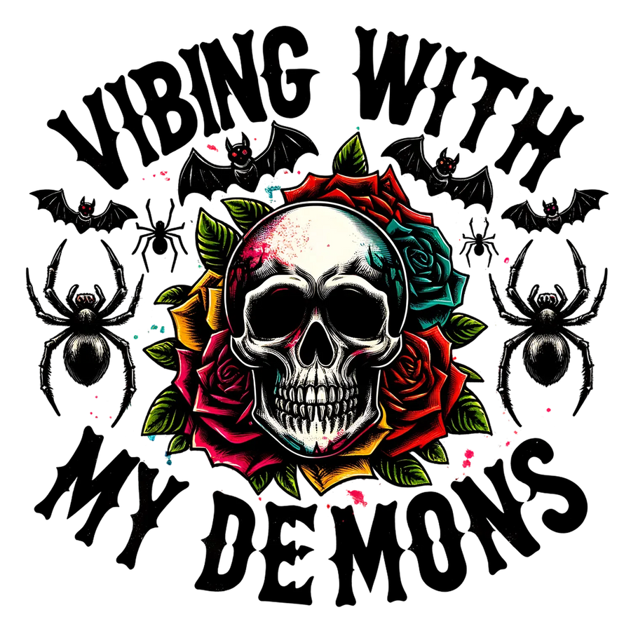 Skull Roses DTF Transfer Ready to Press