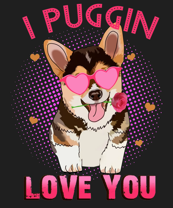 Pug Love DTF Transfer Ready to Press