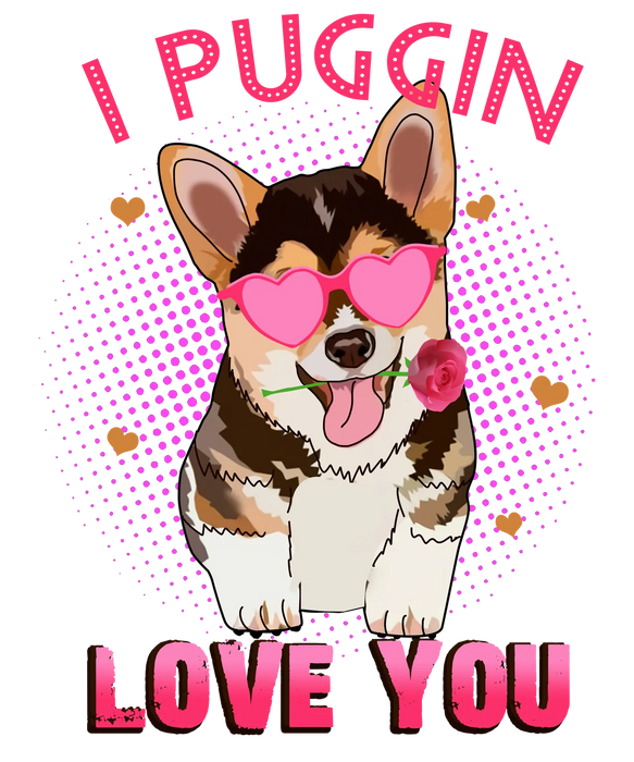 Pug Love DTF Transfer Ready to Press