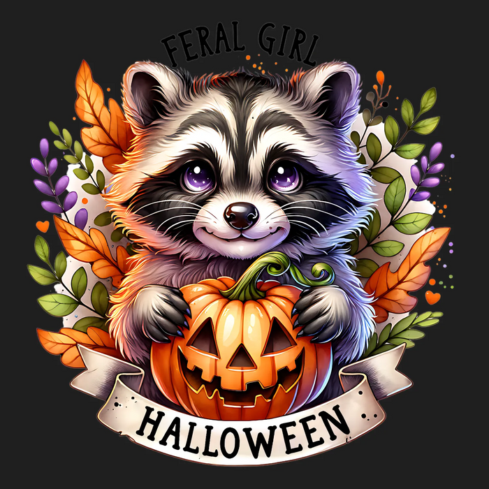 Cute Raccoon Pumpkin Design Ready to Press