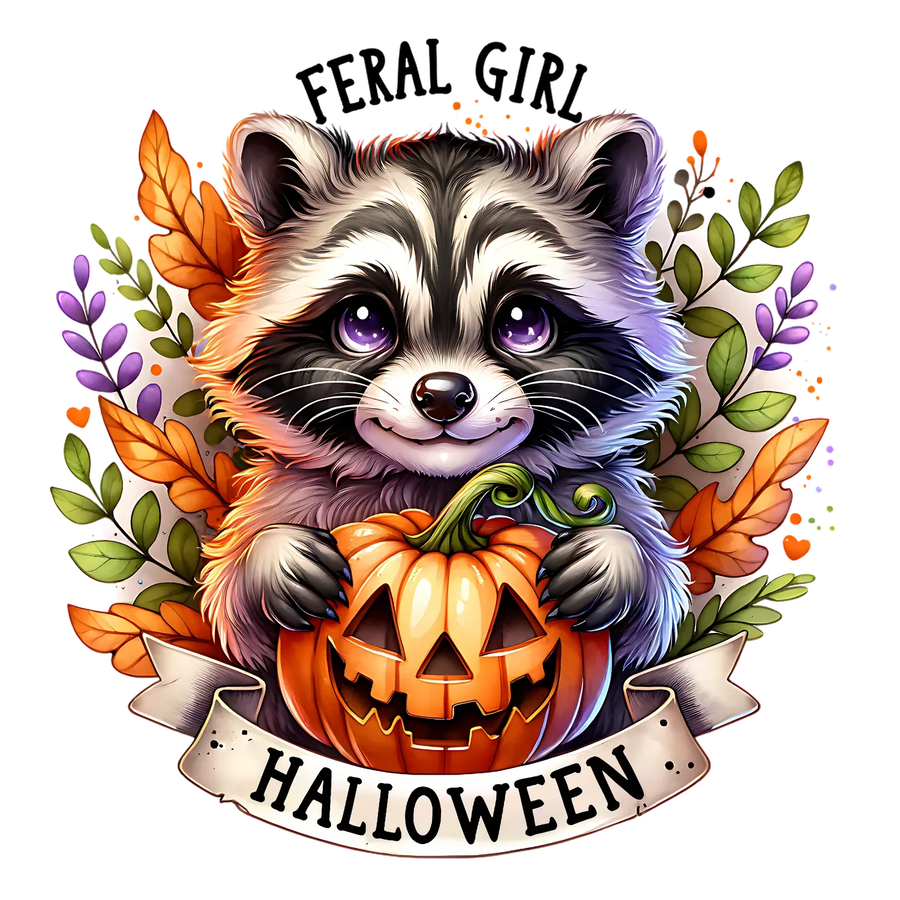 Cute Raccoon Pumpkin Design Ready to Press