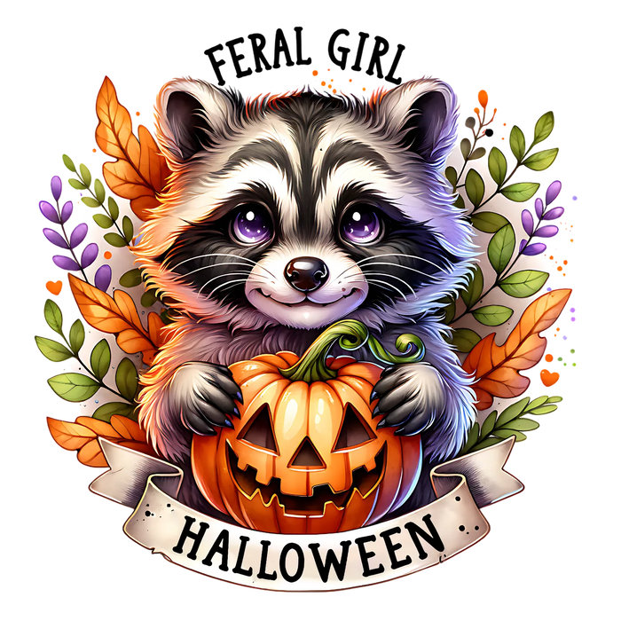Cute Raccoon Pumpkin Design Ready to Press