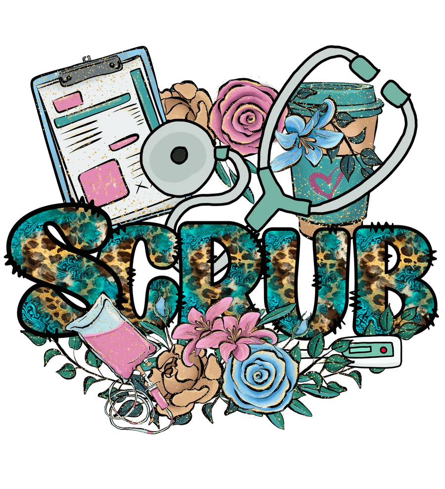 Scrub Life Western Design - DTF listo para imprimir