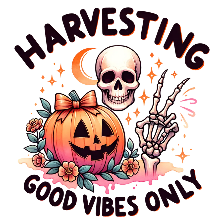 Halloween Pumpkin Harvesting Good Vibes DTF Transfer