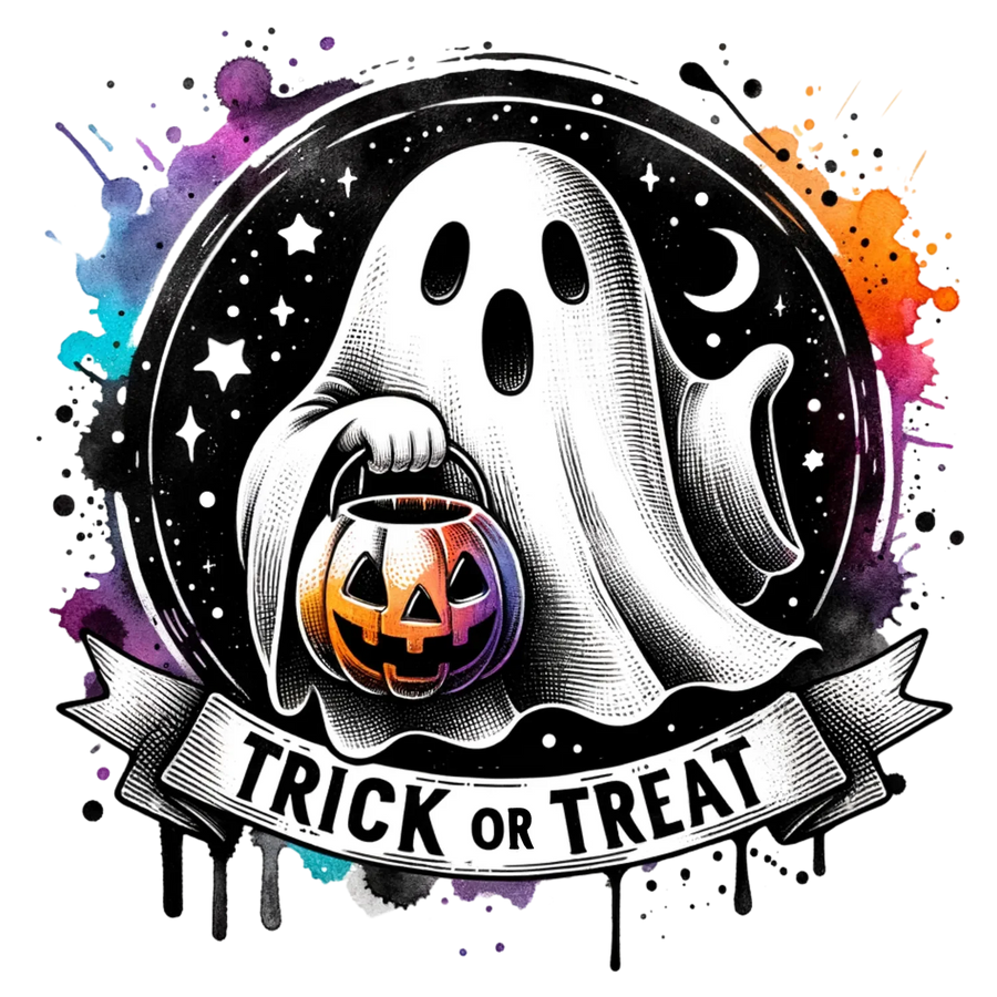 Halloween Ghost Trick or Treat DTF Transfer Ready to Press