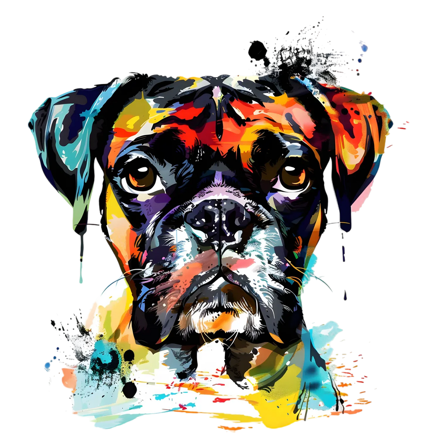Colorful Boxer Dog DTF Transfer Ready to Press