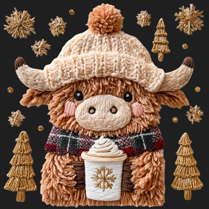 Winter Highland Cow DTF Transfer Ready to Press