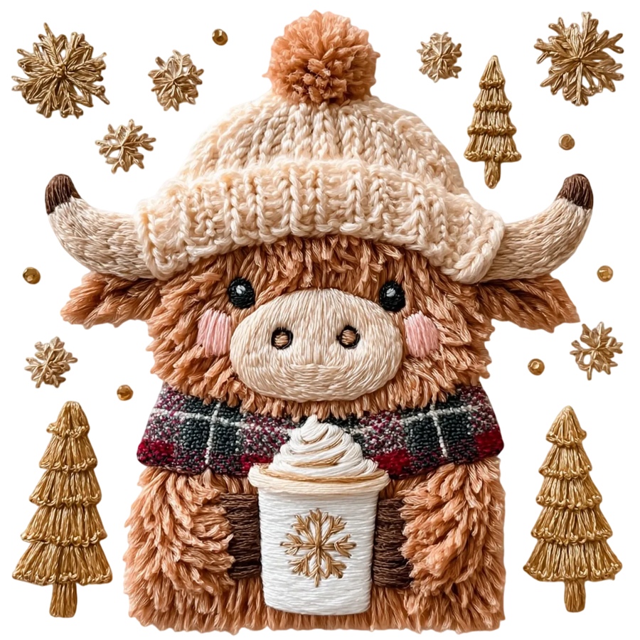 Winter Highland Cow DTF Transfer Ready to Press