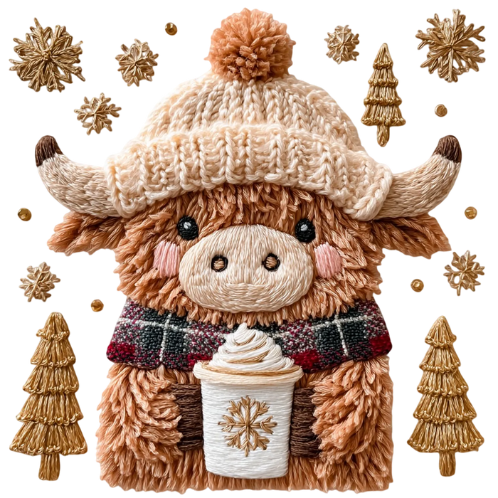 Winter Highland Cow DTF Transfer Ready to Press
