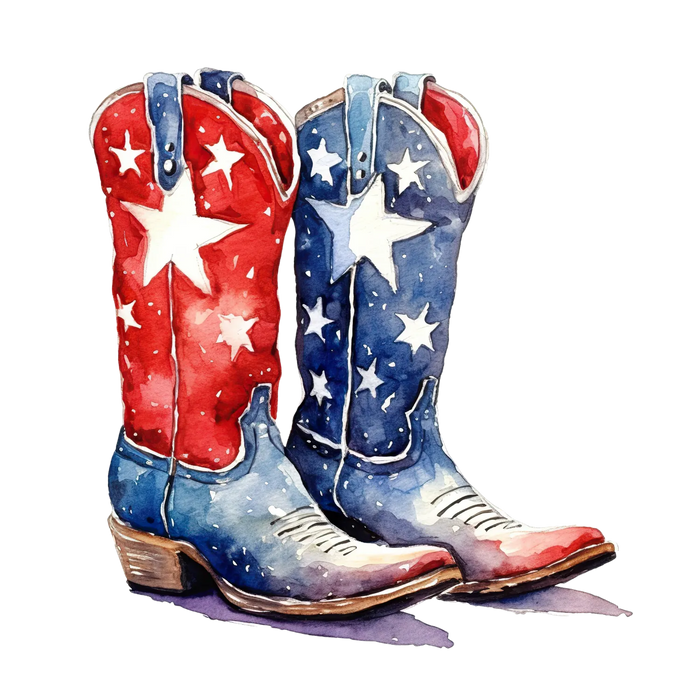 Patriotic Cowboy Boots DTF Transfer Ready to Press