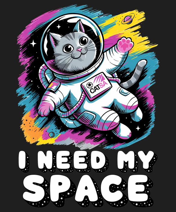 Space Cat DTF Transfer Ready to Press