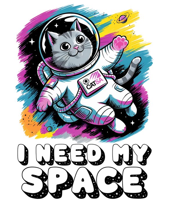 Space Cat DTF Transfer Ready to Press