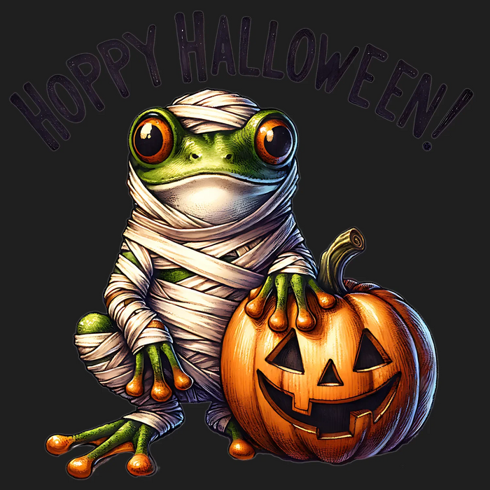 Halloween Hoppy Frosch DTF-Transfer bügelfertig