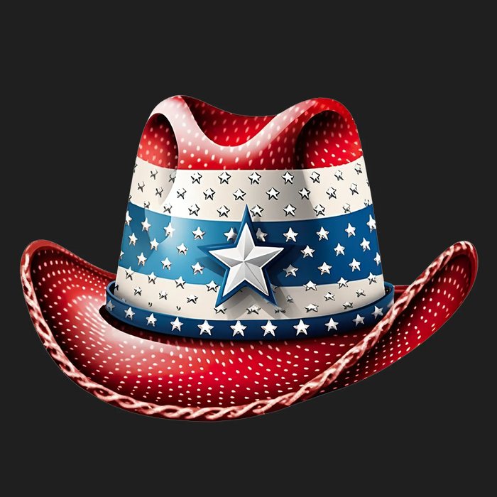 Patriotic Star Cowboy Hat DTF Ready to Press