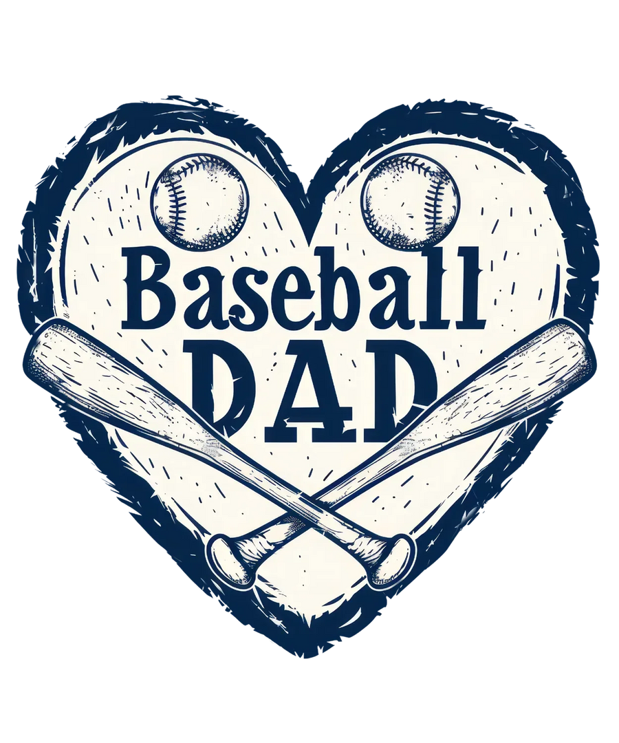 Baseball Dad Heart DTF Transfer Ready to Press
