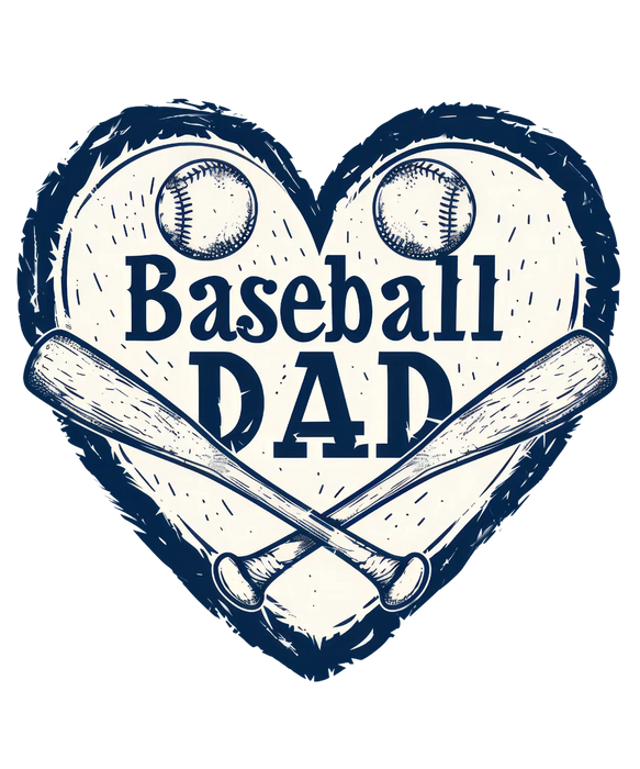 Baseball Dad Heart DTF Transfer Ready to Press