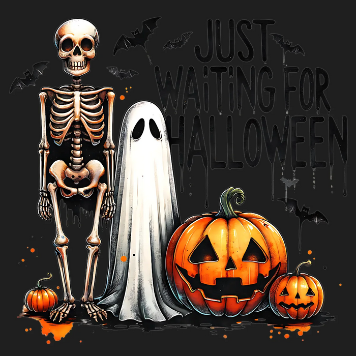 Halloween Skeleton and Pumpkin DTF Transfer